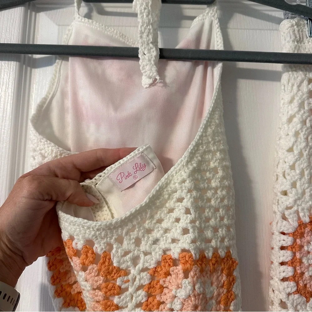 Pink Lily Crochet Tank and Skirt set. Size Small - Picture 7 of 11